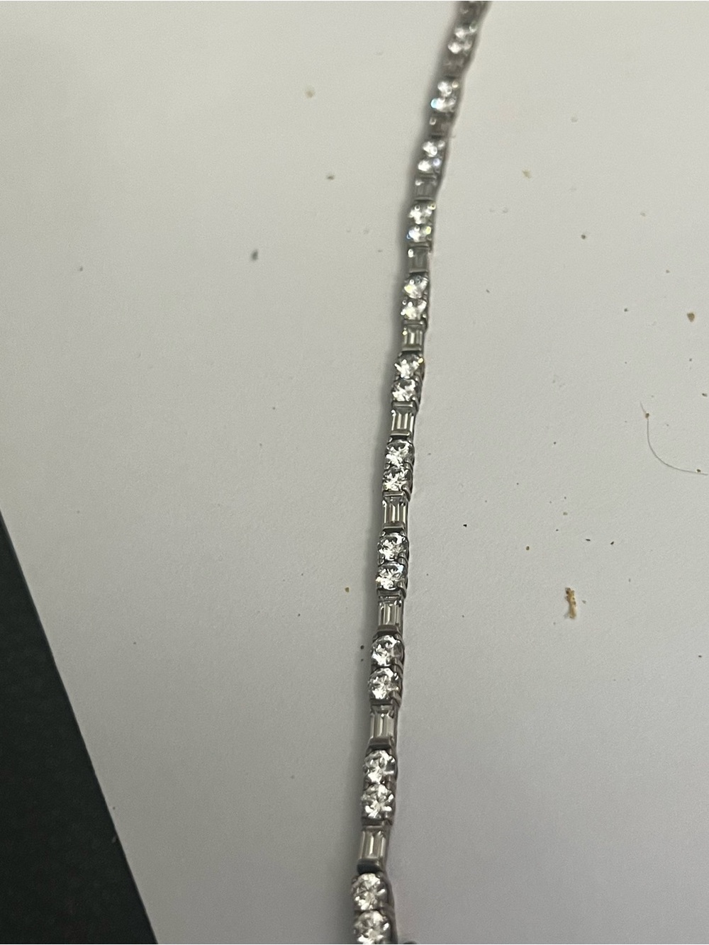 Sterling and CZ  Line Bracelet - Sparkling White Stones vintage. - Picture 6 of 14